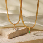 Luxury 18K Gold Plated Snake Chain Necklace Gemstone Pendant