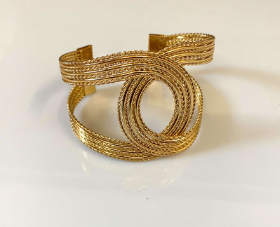 Intricate Gold-Plated Statement Bracelet