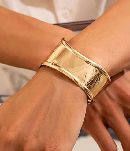 Bold & Sleek Gold-Plated Cuff Bracelet